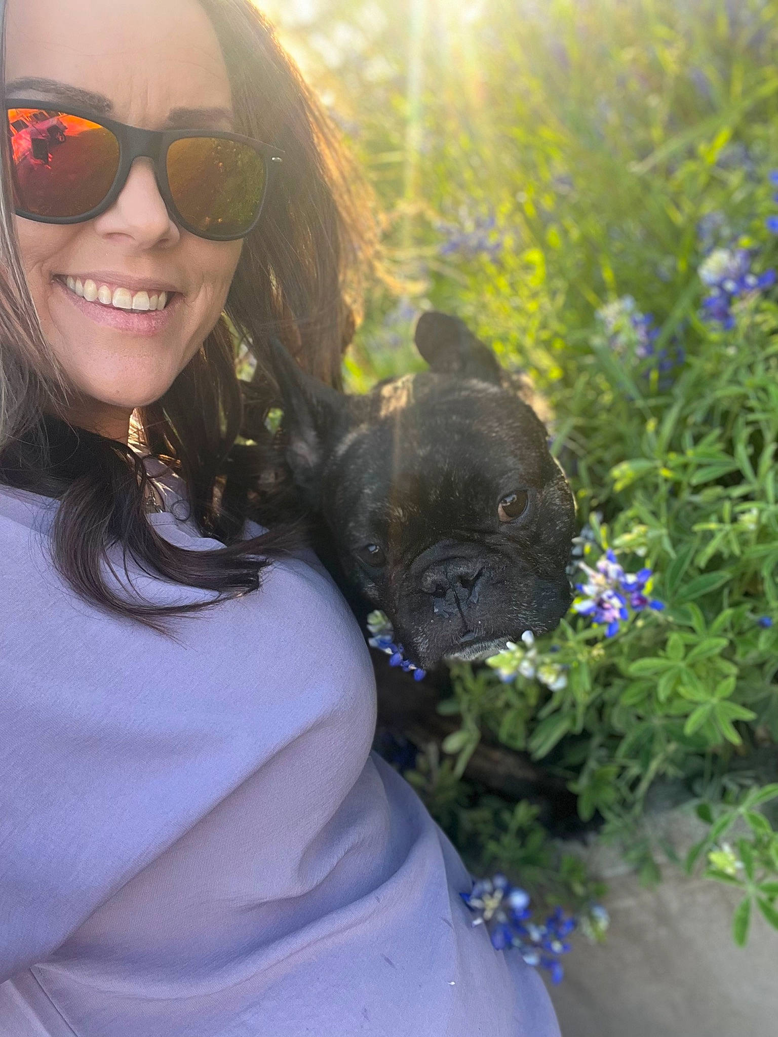 Winston Leroux Bouvier is registered to the contest to win money with this photo: beauty, black_hair, carnivore, companion_dog, dog, dog_breed, eyewear, fawn, flower, gesture, glasses, goggles, grass, happy, light, plant, smile, sunglasses, sunlight, vision_care