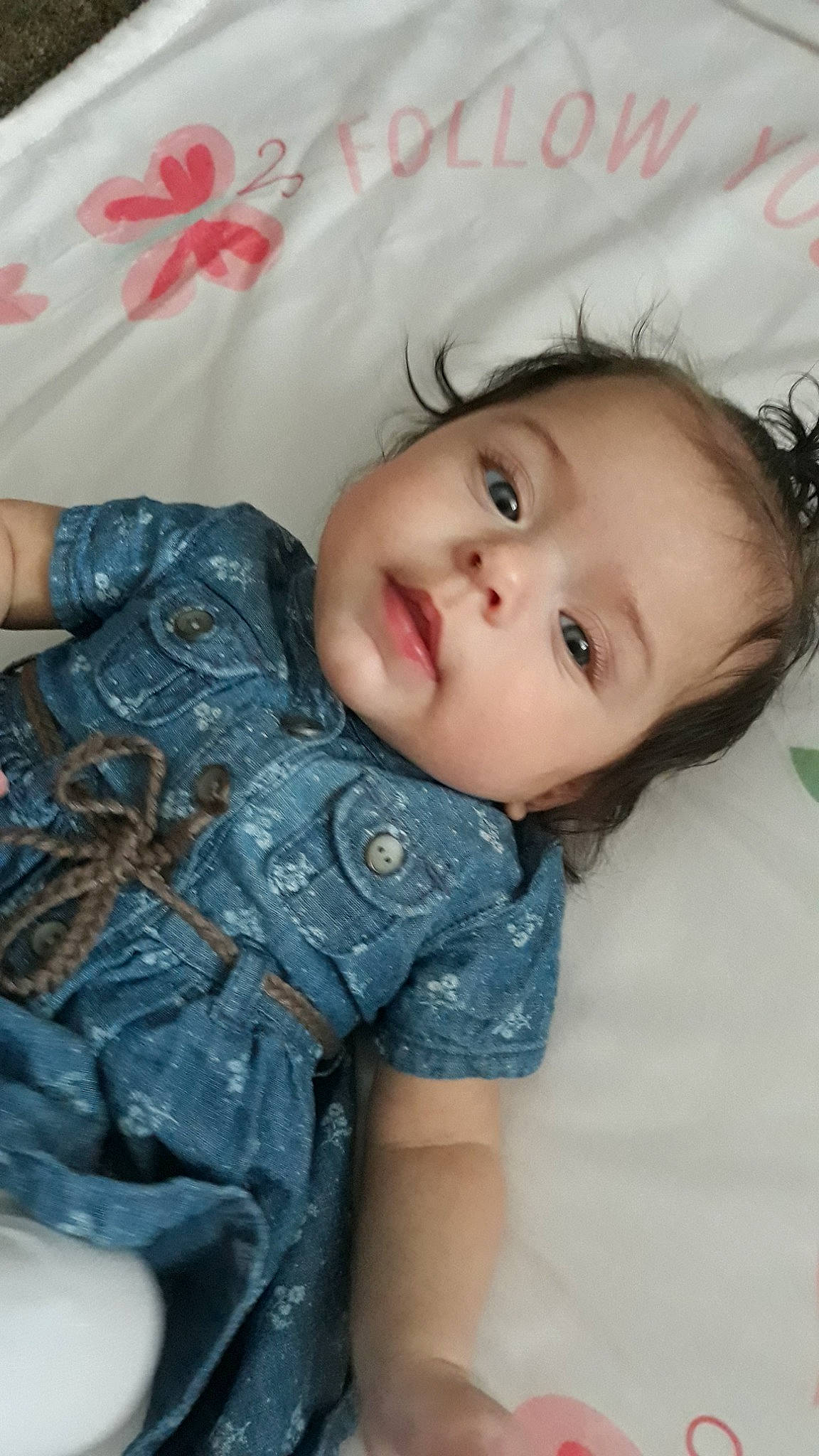 Aubrie is registered to the contest to win money with this photo: baby, cheek, child, eye, face, forehead, iris, lip, mouth, nose, person, skin, toddler