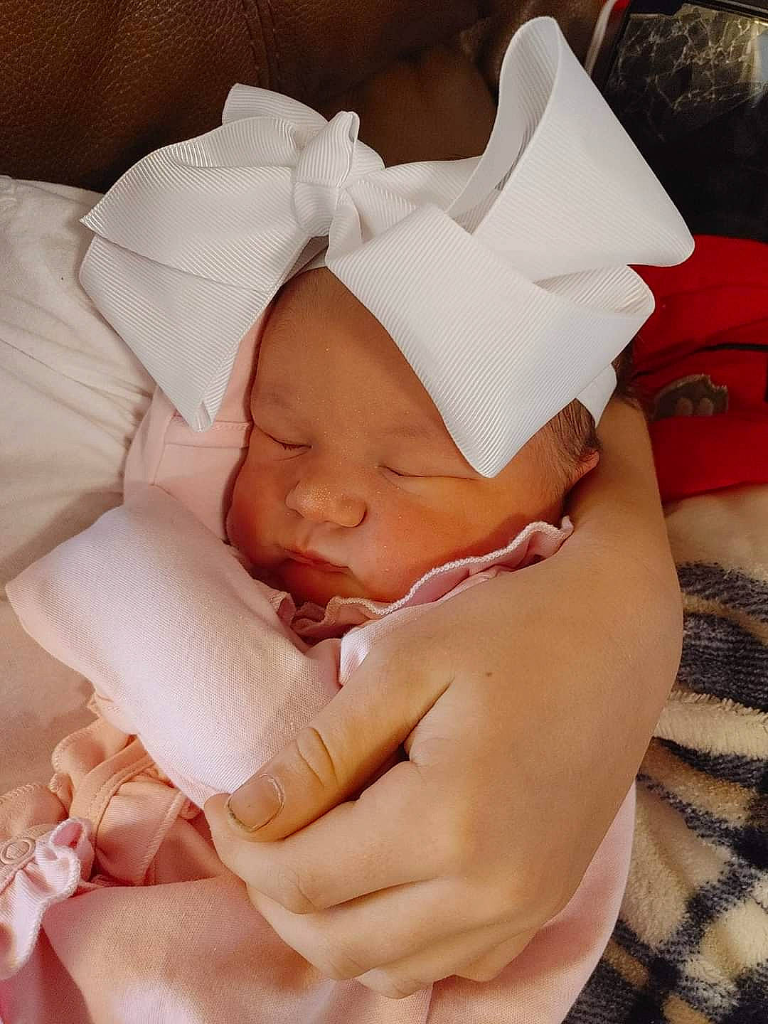 Mallorie joined the competition — help win amazing prizes! abdomen, baby, baby_products, baby_sleeping, baby_toddler_clothing, bedtime, child, comfort, finger, flesh, gesture, linens, nail, pattern, peach, person, skin, thumb, toddler, wrist