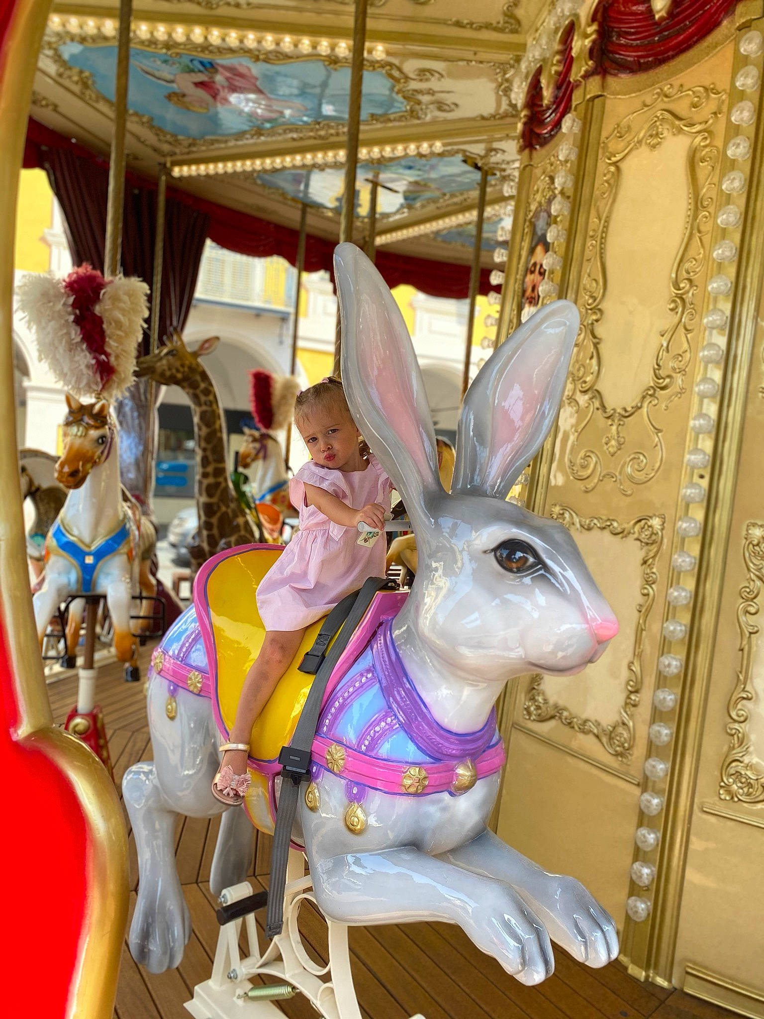 Mylena participe au concours pour gagner de l'argent avec cette photo : amusement_park, amusement_ride, carousel, nonbuilding_structure, park, person, rabbit, rabbits_and_hares, recreation