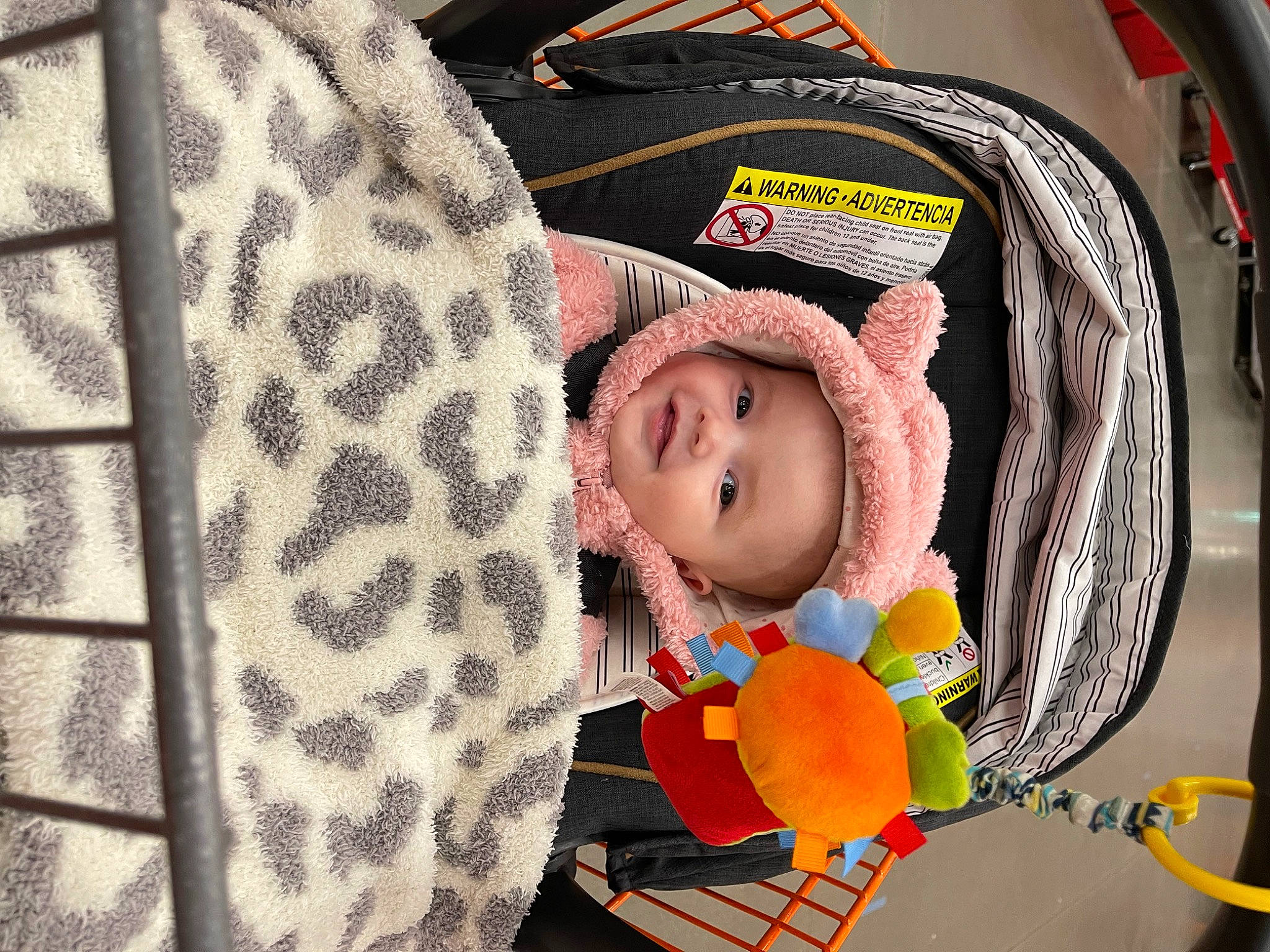 Ellie joined the competition — help win amazing prizes! baby, baby_carriage, baby_products, baby_safety, baby_sleeping, baby_toddler_clothing, bag, basket, child, comfort, fashion_accessory, happy, headgear, headwear, infant_bed, joy, linens, pattern, person, textile