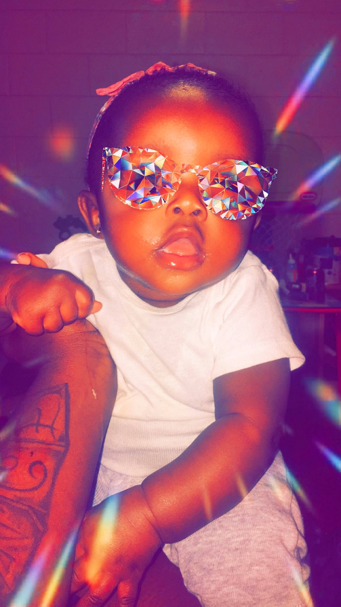 Autumn is registered to the contest to win money with this photo: baby, baby_toddler_clothing, child, cool, electric_blue, entertainment, event, eyewear, flash_photography, fun, happy, hat, leisure, magenta, orange, person, personal_protective_equipment, pink, purple, t_shirt