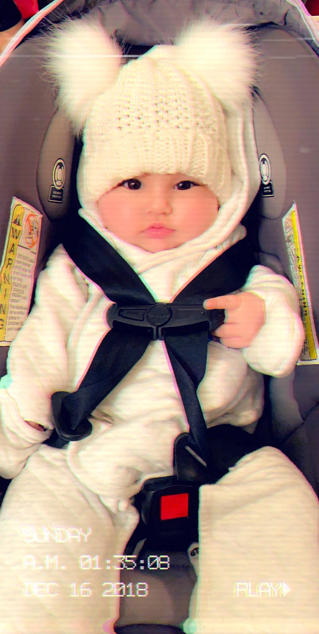 Juliette joined the competition — help win amazing prizes! baby, baby_in_car_seat, car_seat, cheek, child, headgear, person, product, seat_belt, skin, toddler