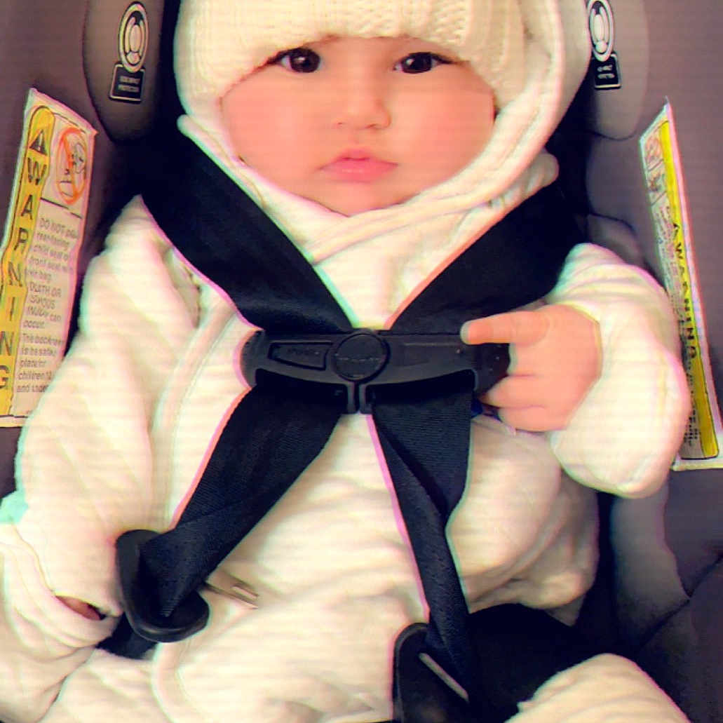 Juliette joined the competition — help win amazing prizes! baby, baby_in_car_seat, car_seat, cheek, child, headgear, person, product, seat_belt, skin, toddler