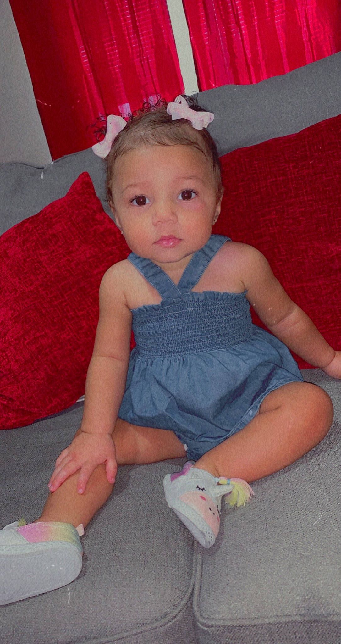 Nai Yeli is registered to the contest to win money with this photo: baby_toddler_clothing, child, comfort, costume_hat, facial_expression, fun, hairstyle, human_leg, knee, lap, party_hat, pattern, person, pink, sitting, skin, sleeve, sock, thigh, toddler