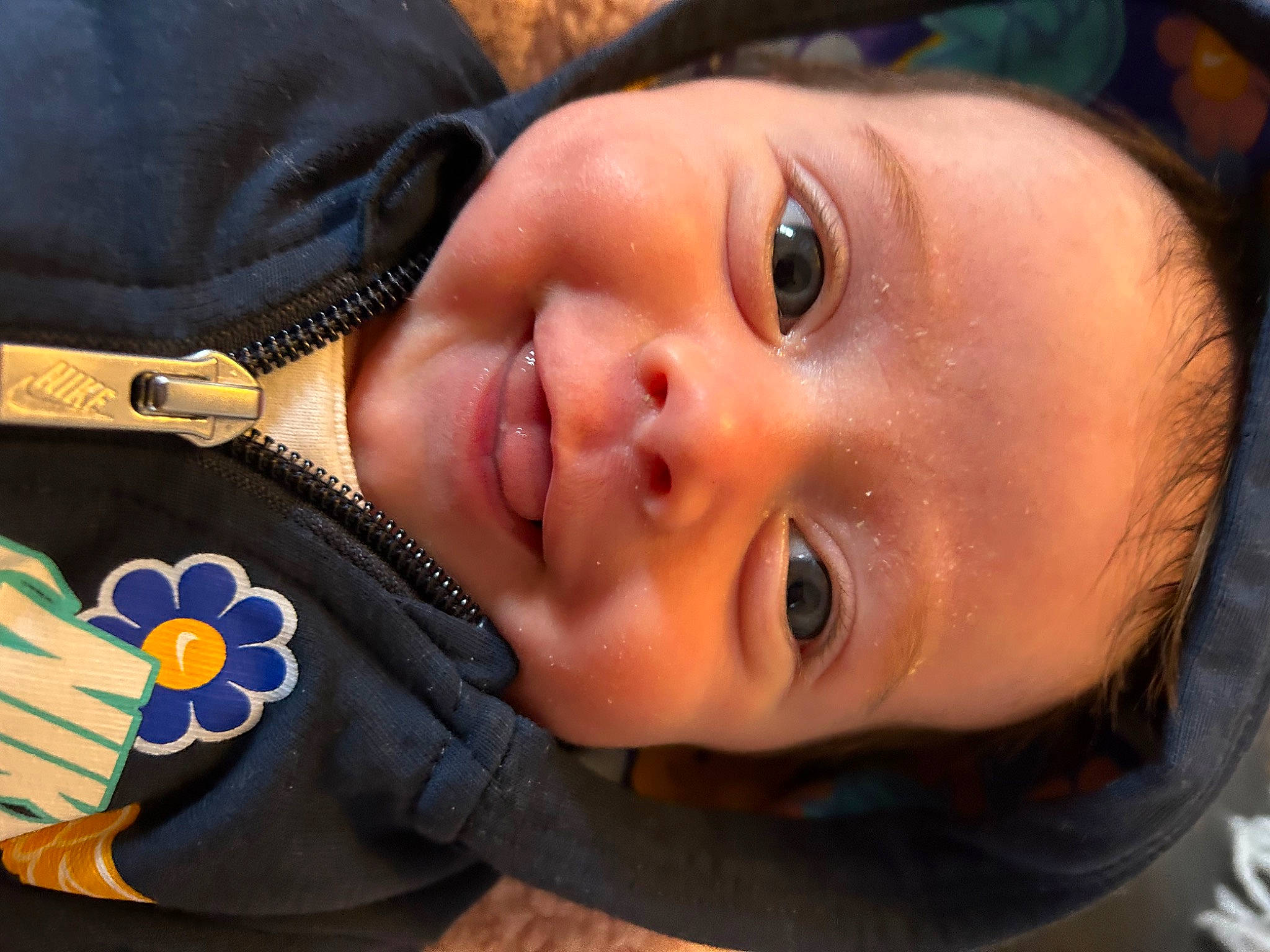 Evelyn is registered to the contest to win money with this photo: baby, cheek, chin, eyebrow, eyelash, face, facial_expression, fun, gesture, happy, human, iris, joy, lip, mouth, nose, person, plant, skin, smile