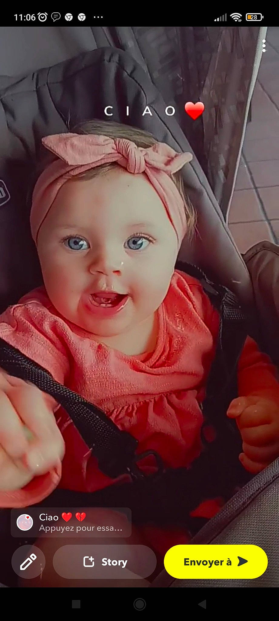 Laya participe au concours pour gagner de l'argent avec cette photo : baby, baby_products, baby_toddler_clothing, cap, cheek, child, costume_hat, eyebrow, eyelash, fashion_accessory, fun, gesture, happy, headwear, iris, lip, mouth, person, pink, skin