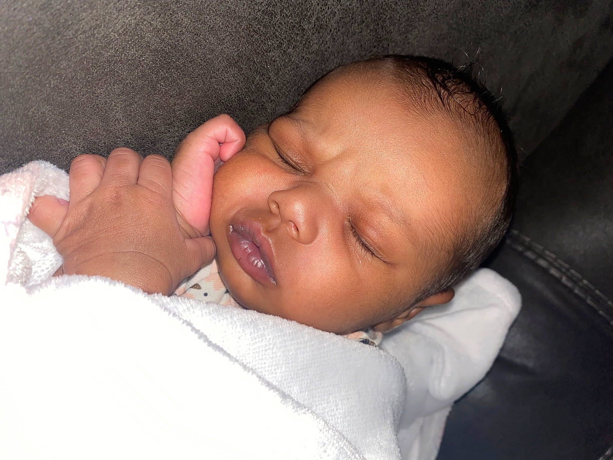 Jaleigha is registered to the contest to win money with this photo: baby, baby_sleeping, cheek, chin, comfort, ear, eyebrow, finger, gesture, hand, human, human_body, iris, lip, mammal, mouth, nose, person, skin, smile