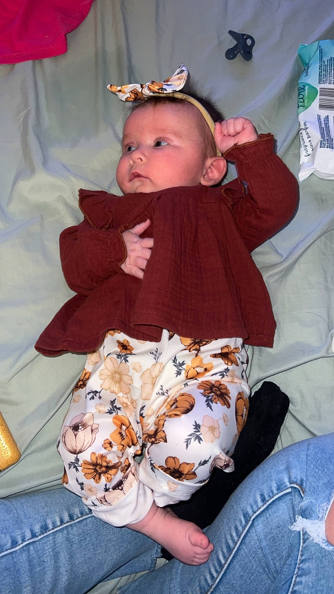 Olive is registered to the contest to win money with this photo: baby, baby_products, baby_toddler_clothing, bag, birthday, chair, child, comfort_food, event, eye, fashion_accessory, fun, fur, linens, luggage_and_bags, pattern, person, room, sitting, stuffed_toy