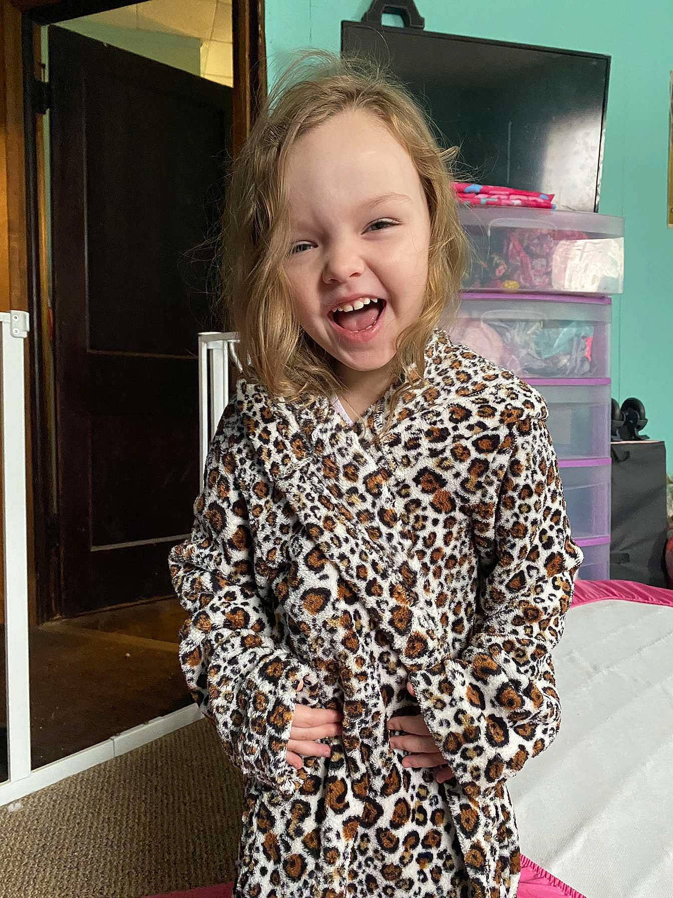 Amora joined the competition — help win amazing prizes! baby_toddler_clothing, blond, child, cool, fashion_accessory, fashion_design, flooring, fun, hair, happy, head, iris, magenta, pattern, person, shoulder, sleeve, smile, standing, t_shirt