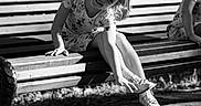 Alexandra joined the competition — help win amazing prizes! child, girl, bench, pigeon, smile, outdoor, sunlight, shadow, dress, playful, park, person, happy, sitting, nature, trees, footwear, black_and_white, photography, portrait
