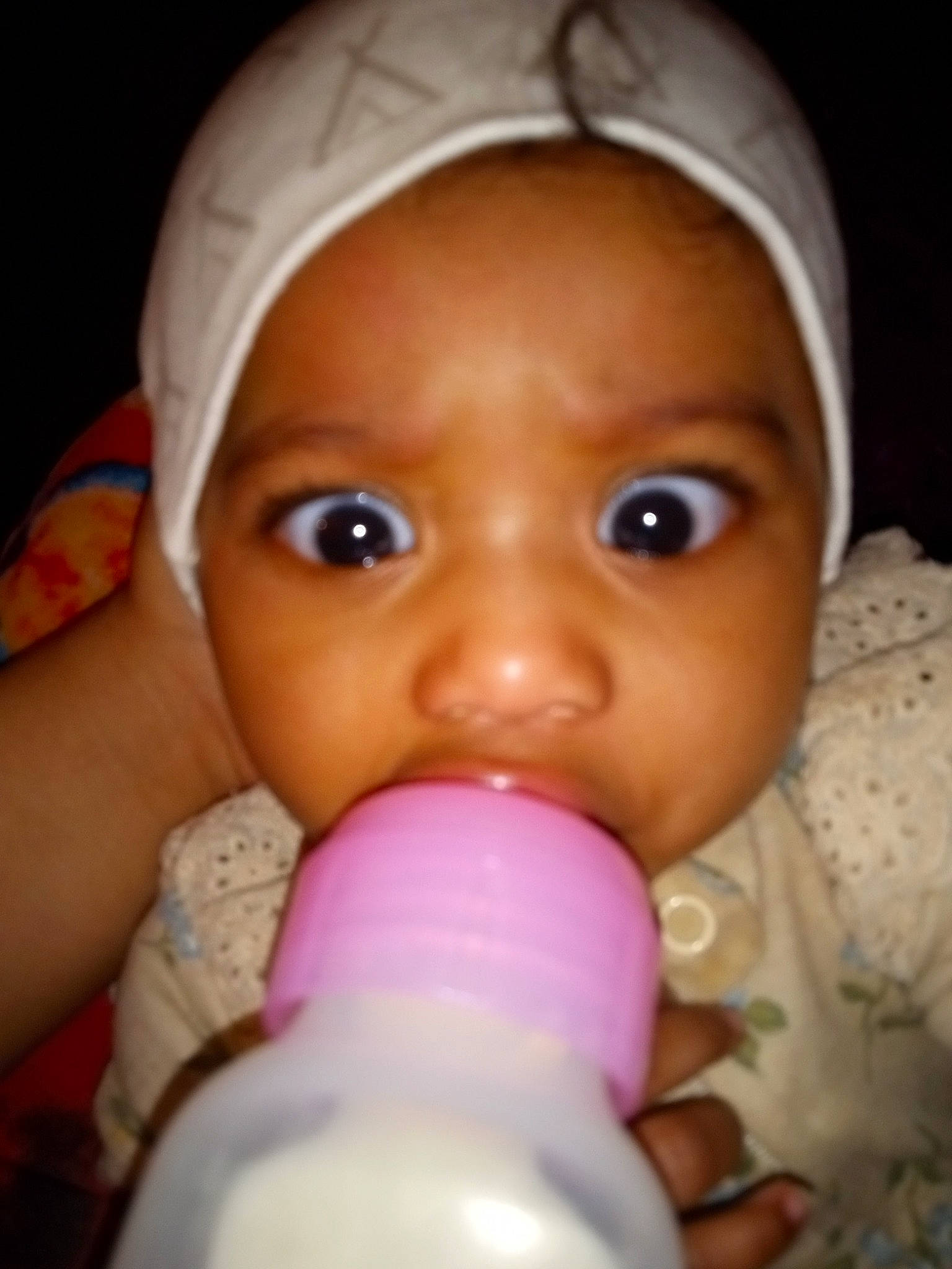 Kendra joined the competition — help win amazing prizes! baby, beauty, cheek, child, chin, ear, eyelash, facial_expression, finger, headwear, iris, lip, mouth, nose, organ, person, pink, skin, smile, thumb