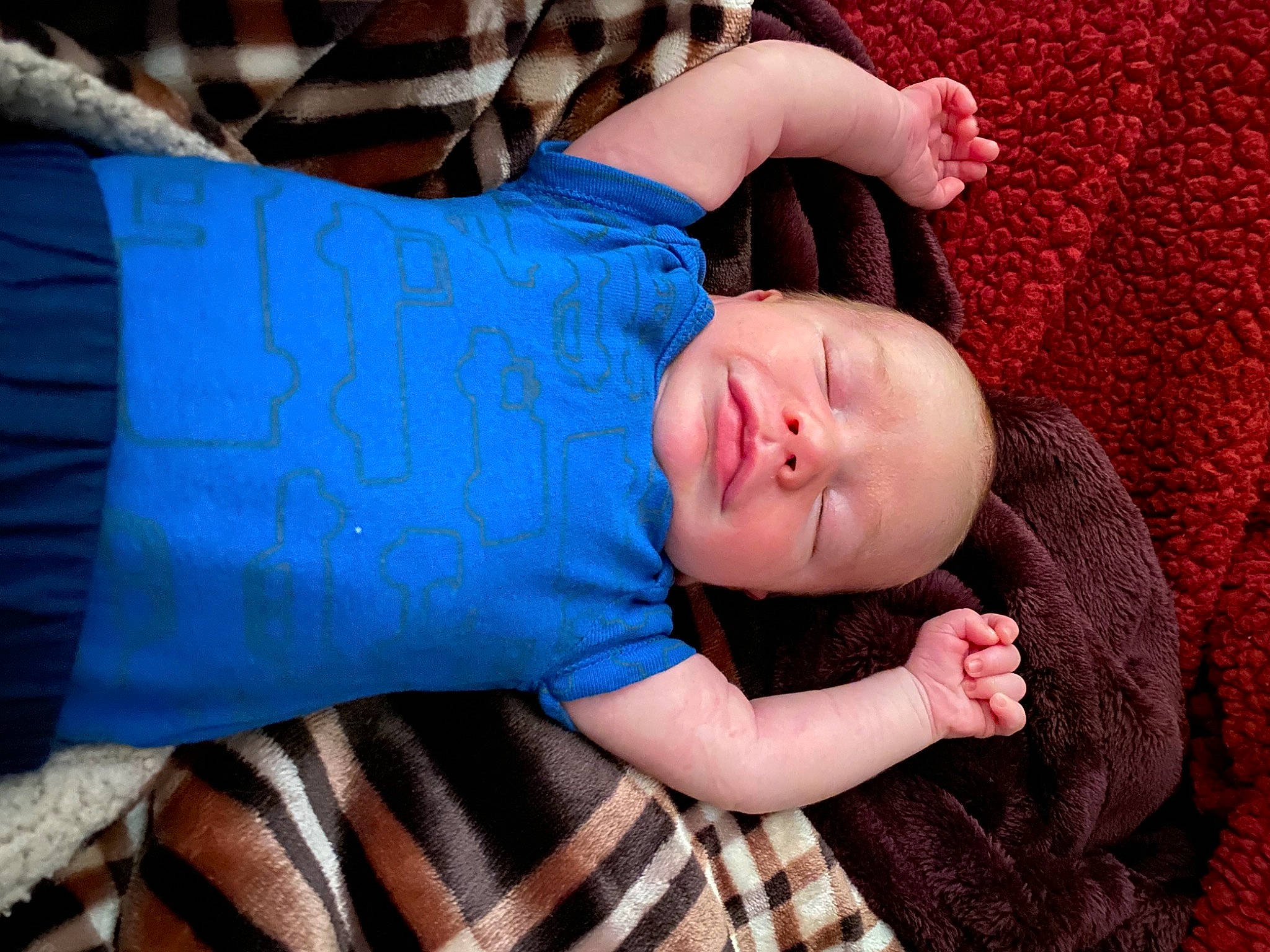 Franklin joined the competition — help win amazing prizes! baby, baby_toddler_clothing, black, comfort, elbow, electric_blue, finger, hand, head, human_body, joint, linens, pattern, person, purple, skin, sleeve, tartan, textile, toddler