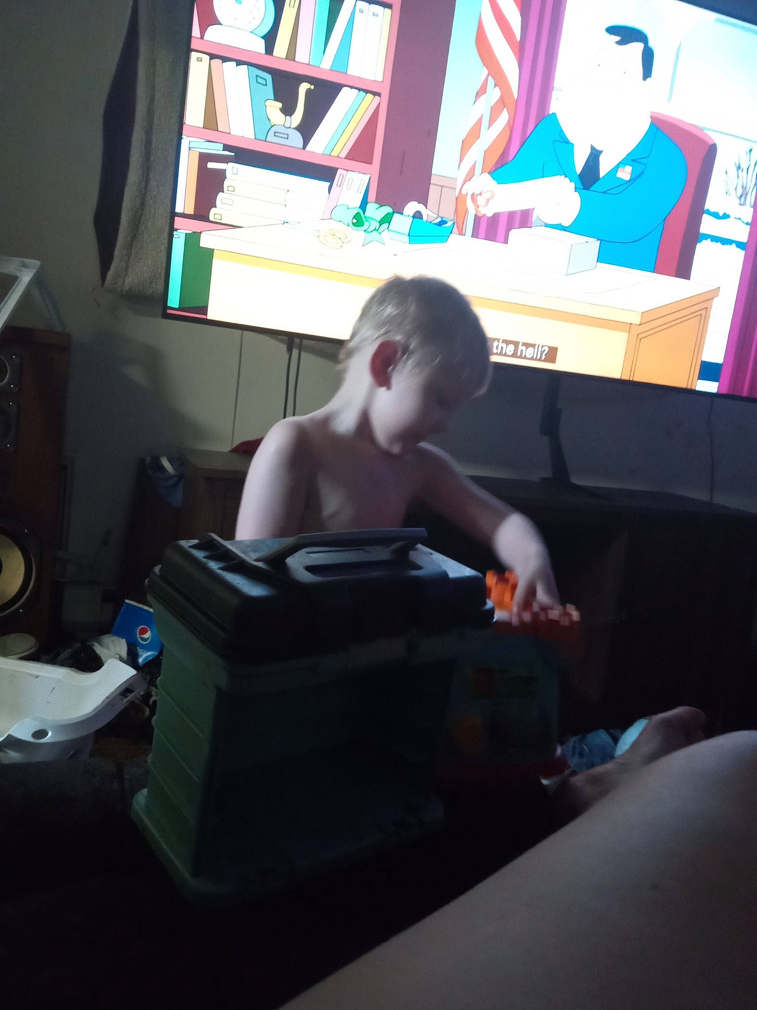 Dillion is registered to the contest to win money with this photo: art, automotive_design, baby, bookcase, child, desktop_computer, display_device, drawer, electronic_device, flooring, fun, gadget, living_room, machine, office_equipment, person, play, room, sitting, toddler