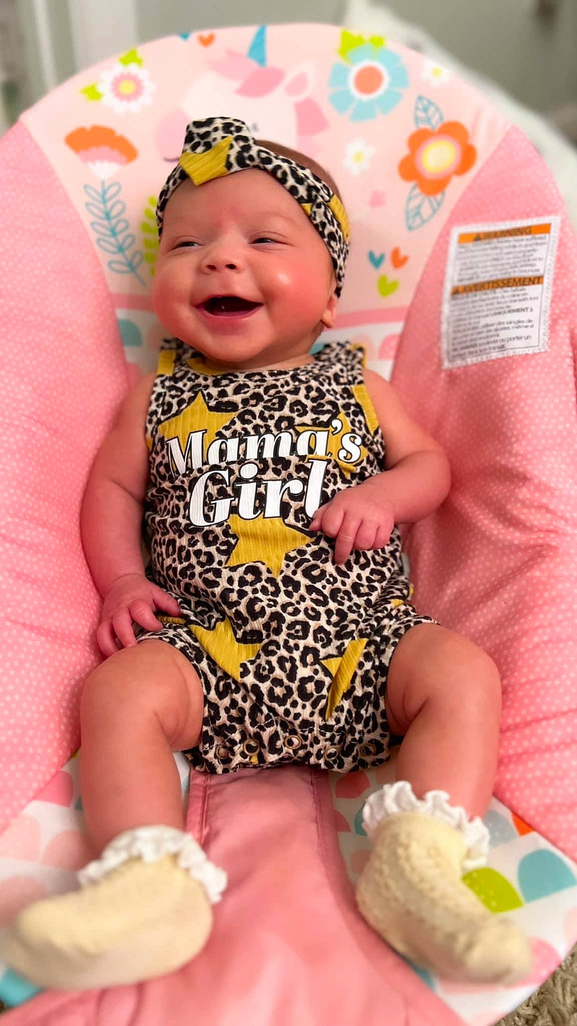Charlotte joined the competition — help win amazing prizes! baby, baby_laughing, baby_products, baby_toddler_clothing, chair, child, face, fashion_accessory, finger, fun, happy, headwear, pattern, person, pink, sitting, skin, sleeve, smile, thigh