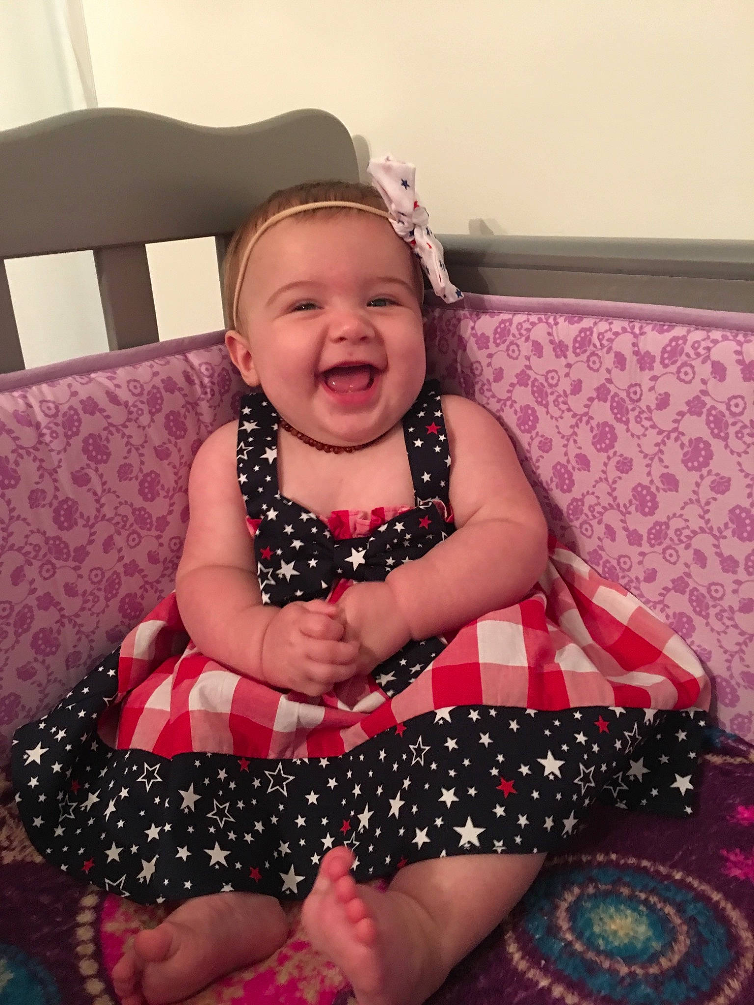 Daelyn is registered to the contest to win money with this photo: baby, baby_toddler_clothing, child, design, dress, fun, pattern, person, pink, polka_dot, sitting, skin, smile, toddler