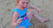 Luna joined the competition — help win amazing prizes! barefoot, beach, blue_dress, bow, castle, child, fun, girl, happy, joy, outdoor, playing, red_bucket, sand, sandcastle, shovel, smiling, summer, toy, yellow_chair