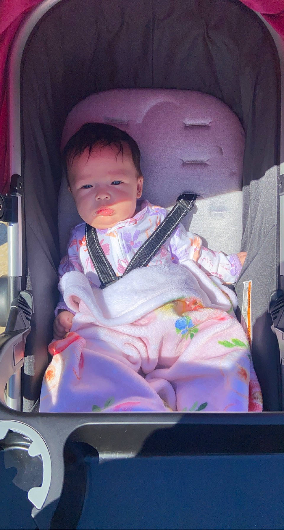 Brinlee Gray joined the competition — help win amazing prizes! auto_part, baby, baby_carriage, baby_in_car_seat, baby_products, car_seat, chair, cheek, child, comfort, fun, hairstyle, human, mouth, person, pink, product, sitting, skin, toddler