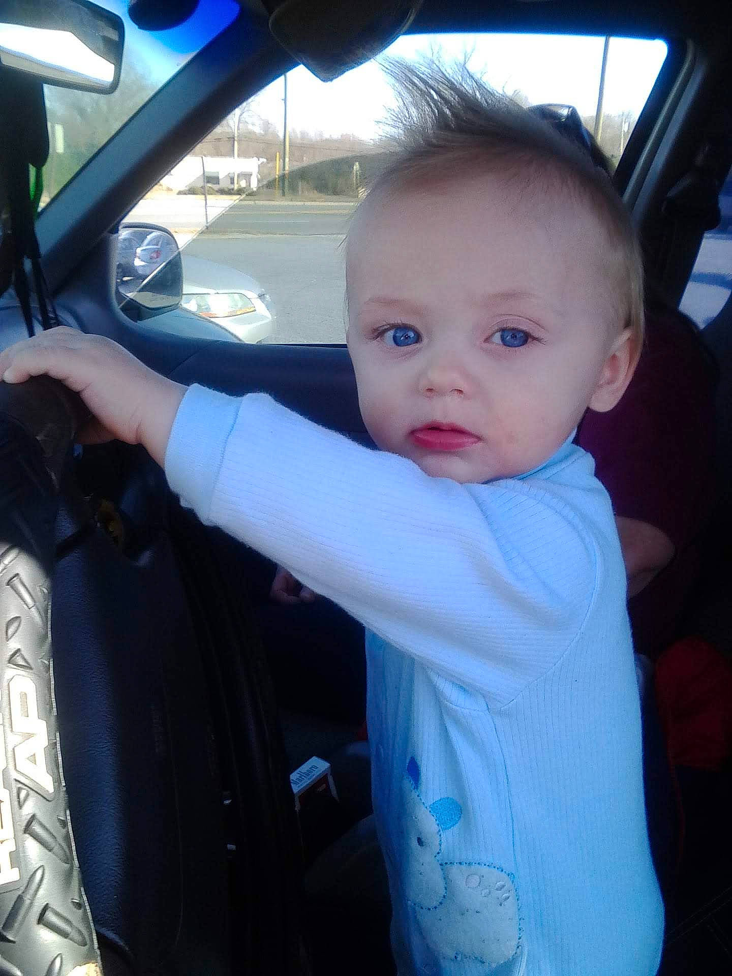 Talon joined the competition — help win amazing prizes! auto_part, automotive_design, automotive_exterior, automotive_mirror, baby, baby_toddler_clothing, blue, car, car_seat, car_seat_cover, finger, head, head_restraint, motor_vehicle, person, steering_part, steering_wheel, toddler, vehicle, vehicle_door