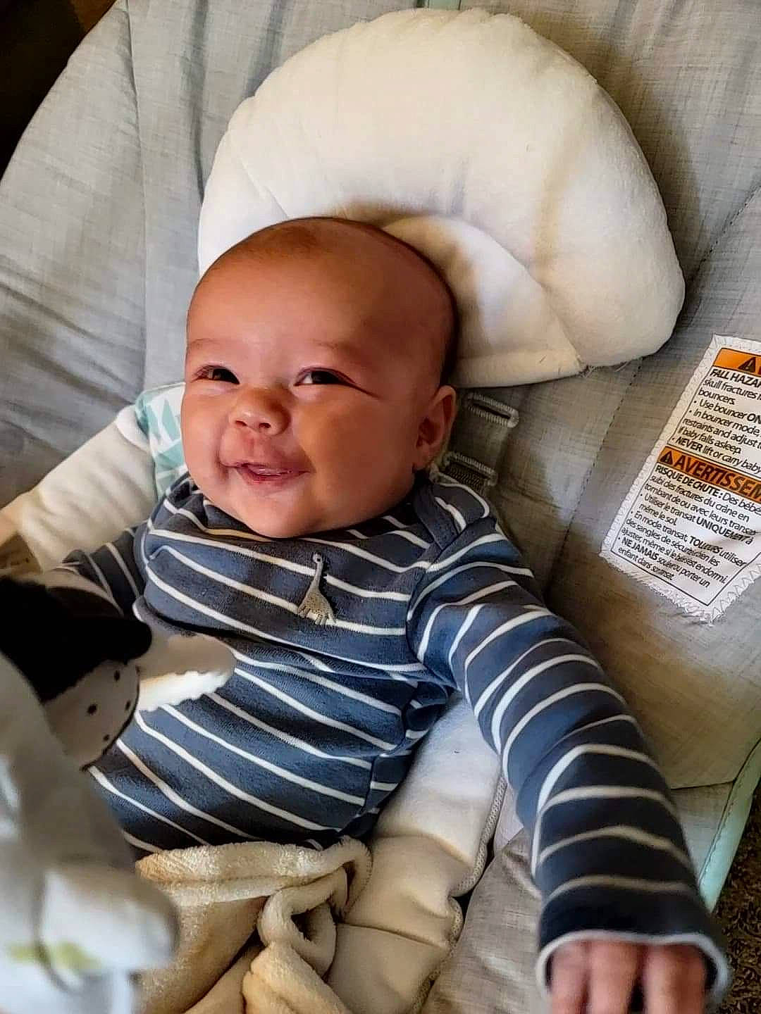 Jayme joined the competition — help win amazing prizes! baby, baby_toddler_clothing, cheek, child, comfort, eye, facial_expression, finger, happy, iris, mammal, mouth, nose, person, product, sitting, skin, sleeve, smile, textile