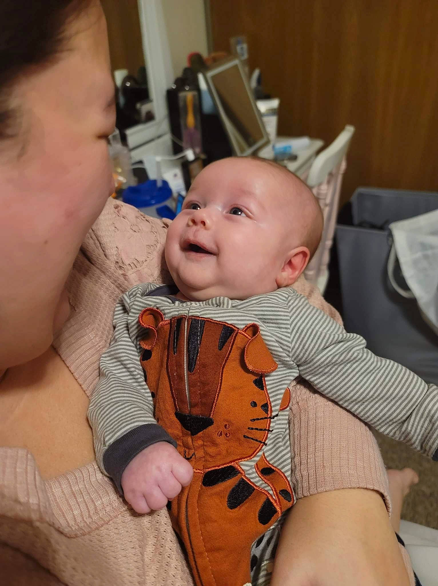 Jayme joined the competition — help win amazing prizes! arm, baby, baby_toddler_clothing, chair, cheek, child, comfort, eye, face, facial_expression, finger, fun, happy, head, iris, mammal, mouth, person, skin, smile