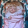 Grace joined the competition — help win amazing prizes! baby, sleeping, blanket, headband, stroller, patterned_fabric, pink, cozy, child, infant, cute, peaceful, soft_texture, wrapped, resting, hand, face, person, toddler, warm