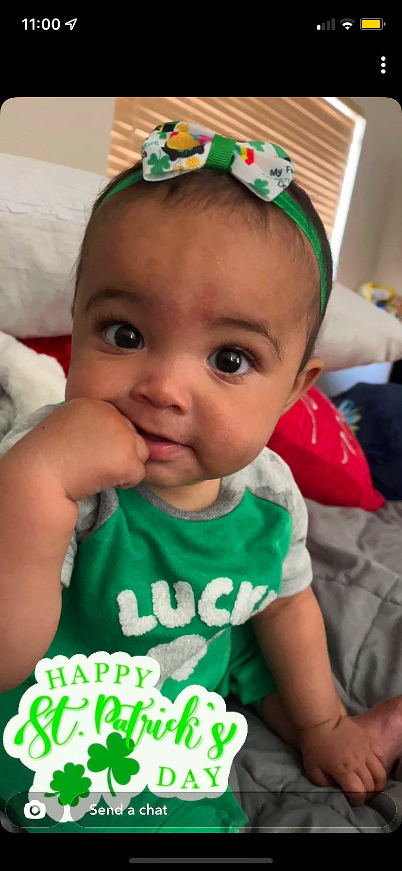 Calliope is registered to the contest to win money with this photo: baby_toddler_clothing, blue, cheek, eye, eyebrow, eyelash, forehead, green, hair, happy, iris, lip, mouth, neck, organ, person, pink, skin, sleeve, smile