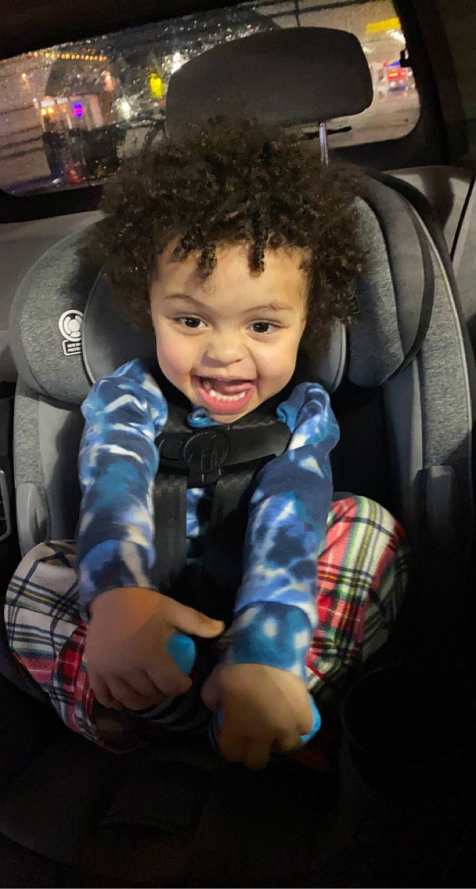 Avery Alexander is registered to the contest to win money with this photo: auto_part, automotive_design, baby, baby_toddler_clothing, car_seat, car_seat_cover, child, comfort, cool, flash_photography, fun, happy, head_restraint, lap, pattern, person, plaid, sitting, smile, tartan