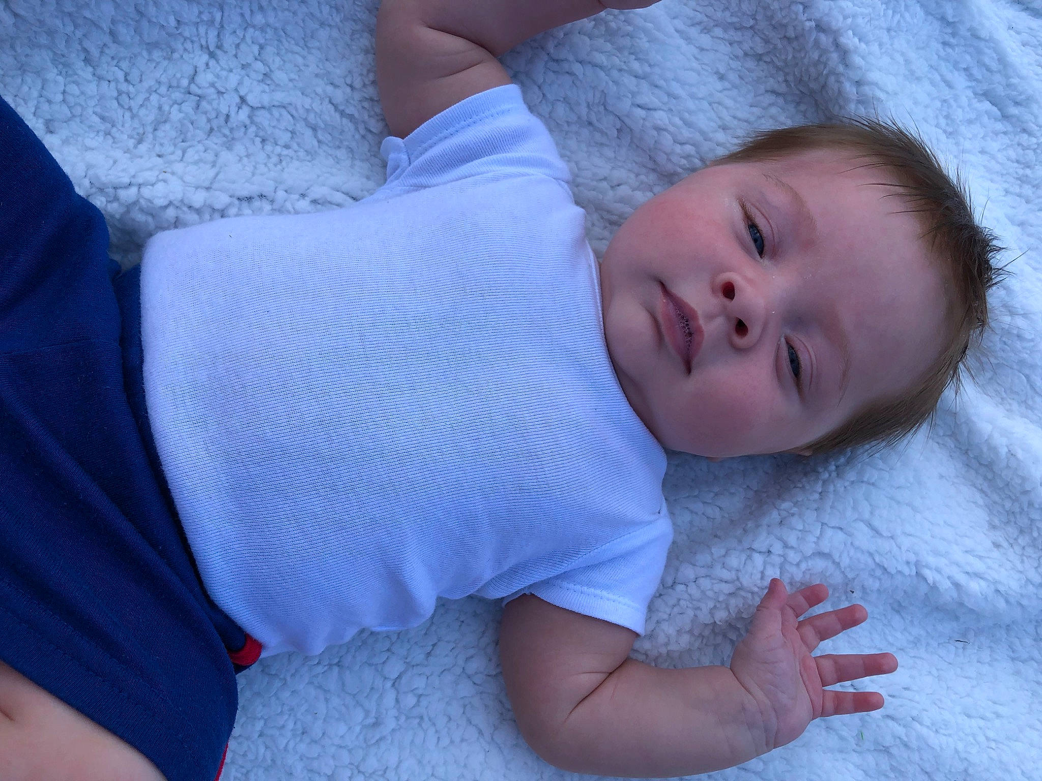 Brantley joined the competition — help win amazing prizes! baby, baby_products, baby_toddler_clothing, bedtime, cheek, child, comfort, elbow, electric_blue, finger, gesture, human_body, human_leg, linens, mouth, nap, nose, person, skin, sleeve