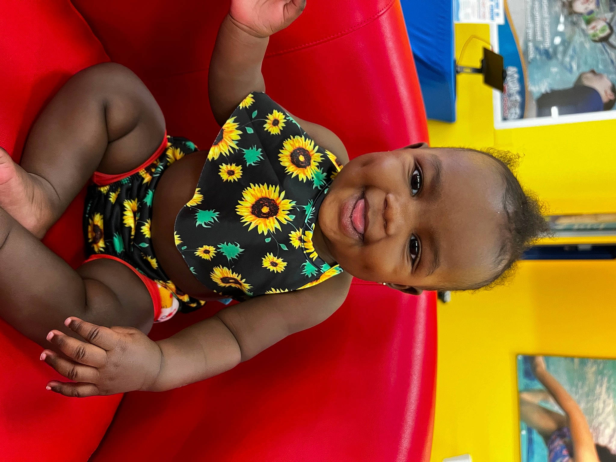 Yemaya joined the competition — help win amazing prizes! baby, baby_playing_with_toys, baby_toddler_clothing, baby_toys, child, facial_expression, fun, gesture, happy, human_leg, joy, leisure, person, play, playground, product, recreation, room, smile, thigh