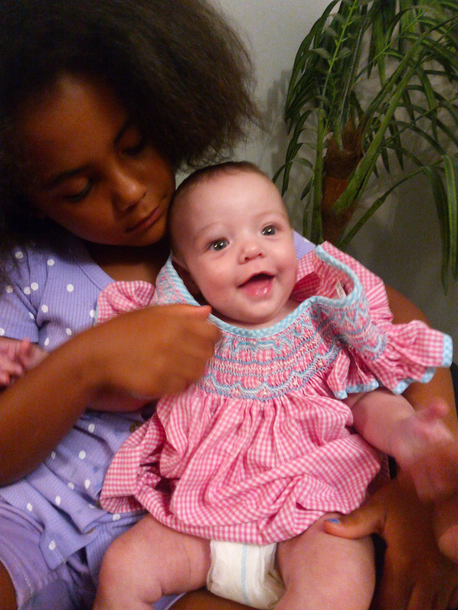 Sky is registered to the contest to win money with this photo: baby_toddler_clothing, beauty, cheek, child, chin, eye, finger, fun, gesture, happy, iris, lip, mouth, nose, organ, person, pink, plant, skin, smile