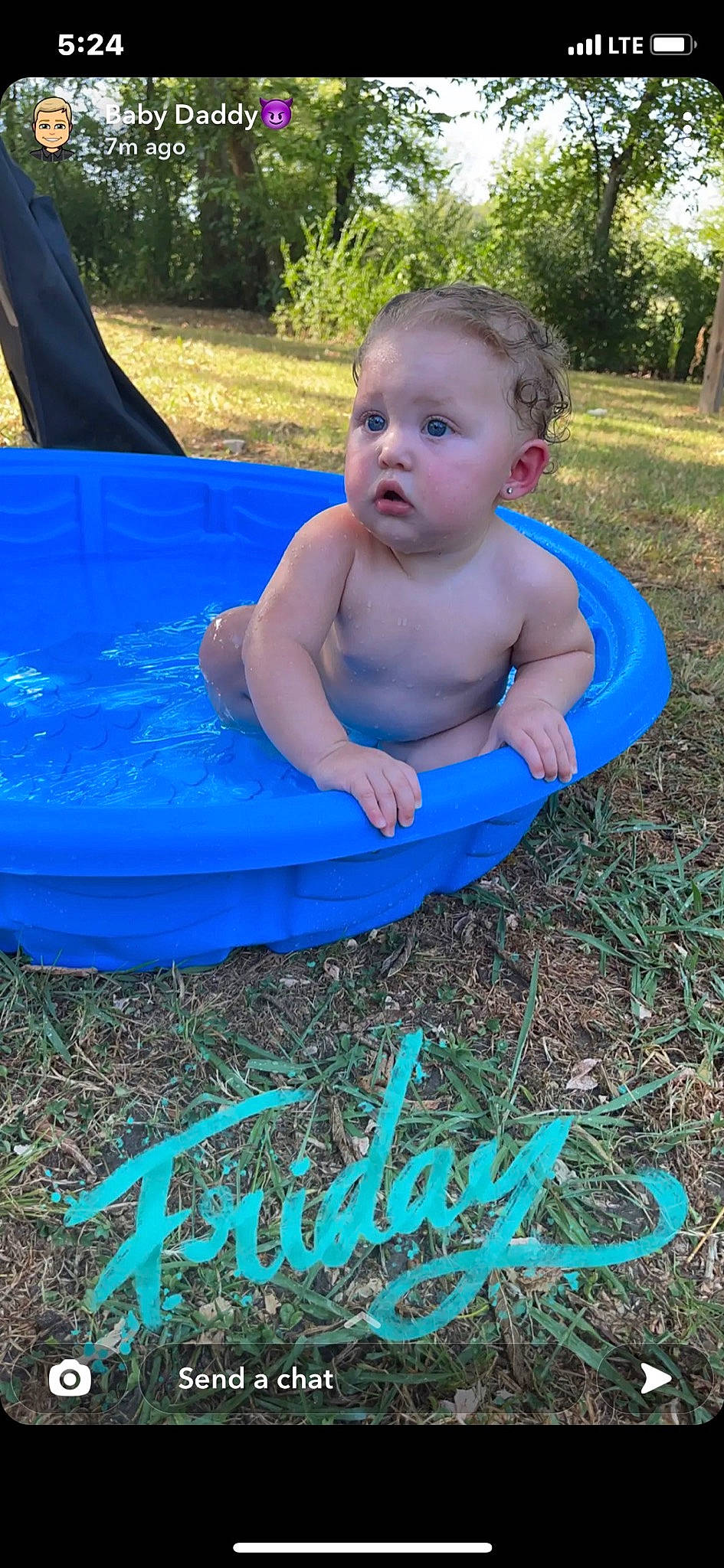 Finley joined the competition — help win amazing prizes! baby, baby_bathing, baby_products, baby_toddler_clothing, blue, child, electric_blue, fun, garden, grass, green, happy, leisure, people_in_nature, person, plant, recreation, sitting, surprise, toddler