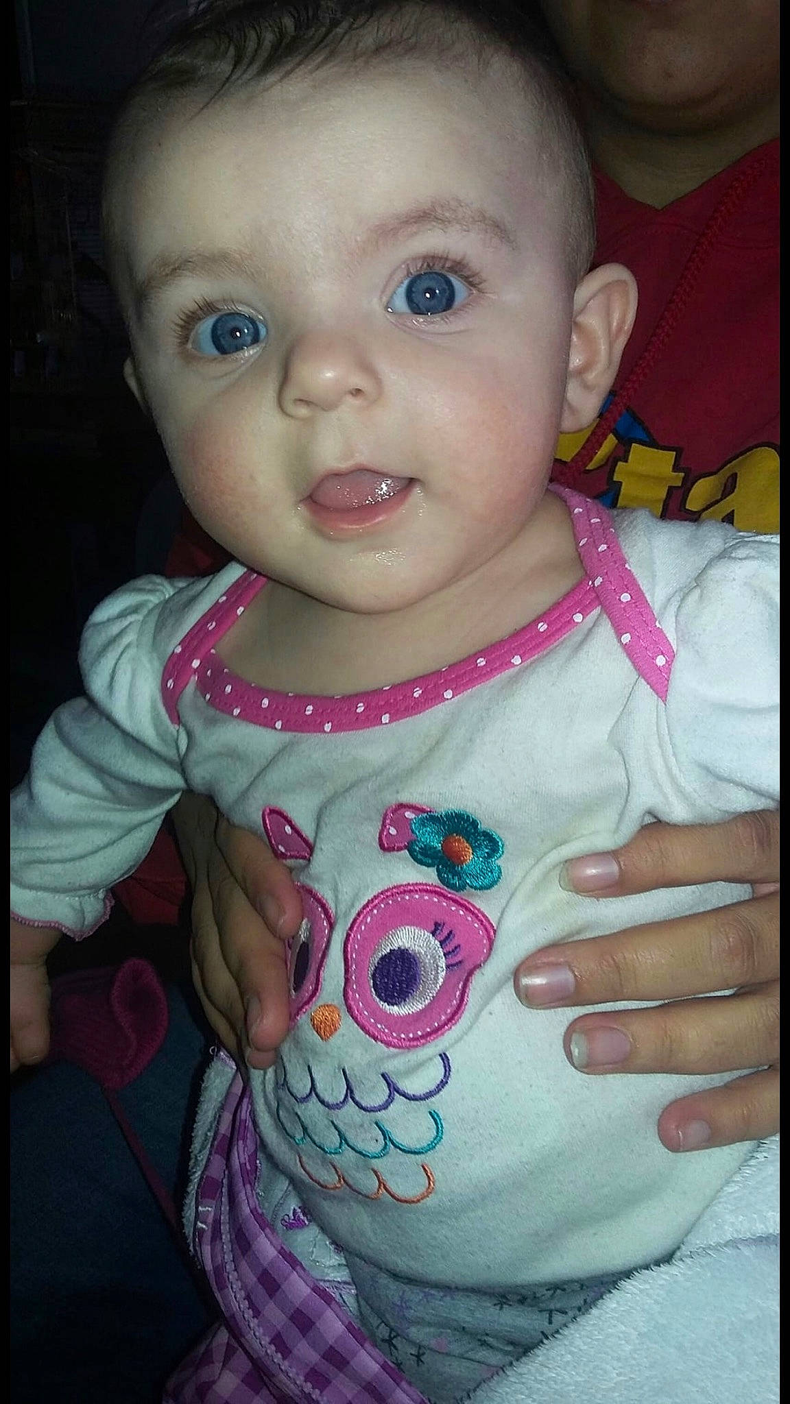 Maryjane joined the competition — help win amazing prizes! baby, cheek, child, eye, face, facial_expression, forehead, head, iris, lip, mouth, nose, person, pink, skin, smile, toddler