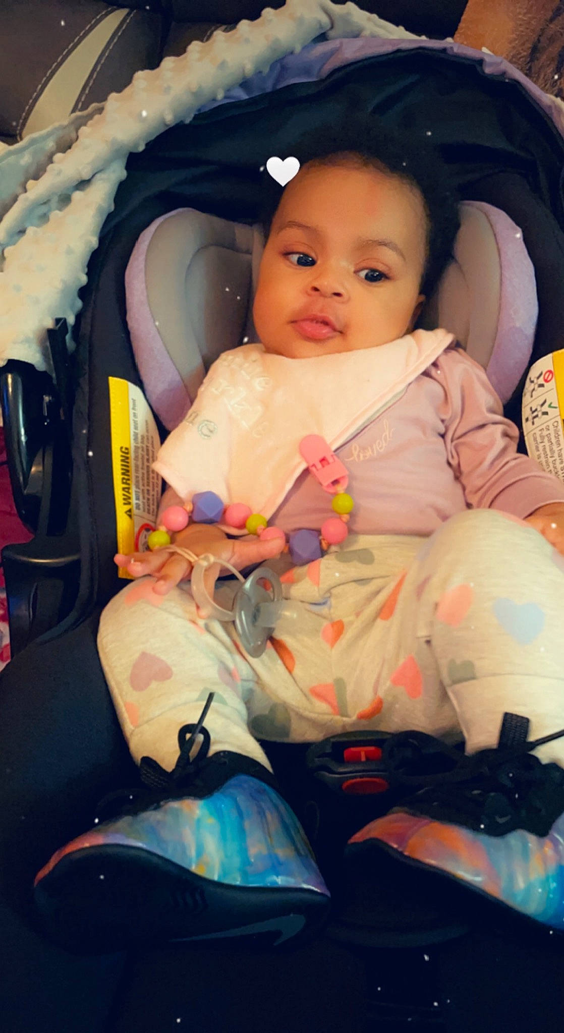 Lola joined the competition — help win amazing prizes! baby, baby_carriage, baby_in_car_seat, baby_products, baby_toddler_clothing, car_seat, cheek, child, comfort, cool, fun, lap, mouth, person, seat_belt, sitting, skin, smile, toddler, vehicle_door