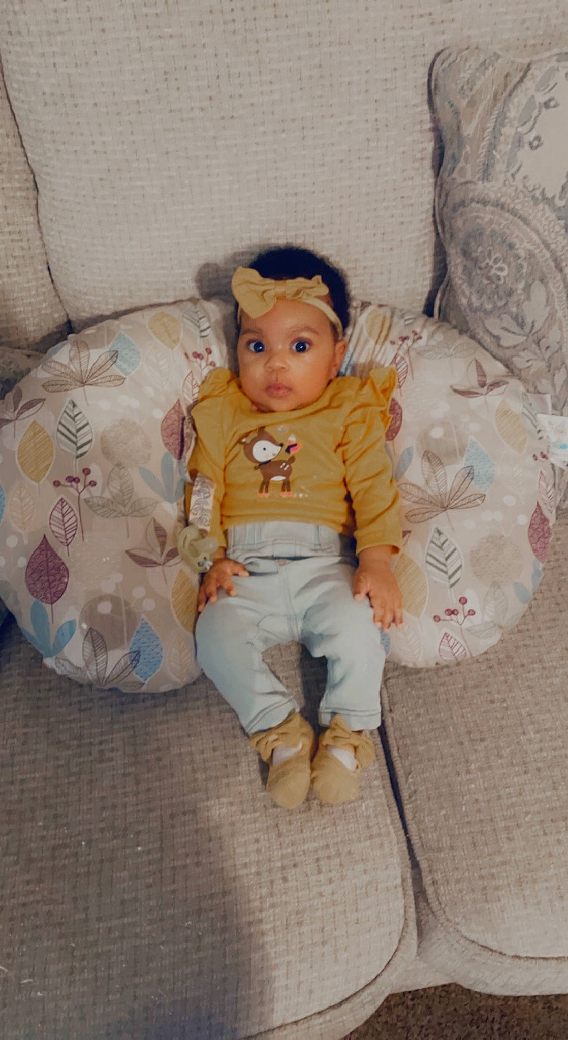 Lola joined the competition — help win amazing prizes! baby_toddler_clothing, baby_toys, cheek, child, comfort, couch, doll, eye, fashion_accessory, figurine, fur, headwear, linens, person, pillow, plush, room, sitting, sleeve, stuffed_toy