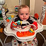 Lucas is registered to the contest to win money with this photo: baby, child, indoor, toys, jumper, play, colorful, clothing, person, face, happy, floor, activity, seat, infant, cute, smile, hand, footwear, background