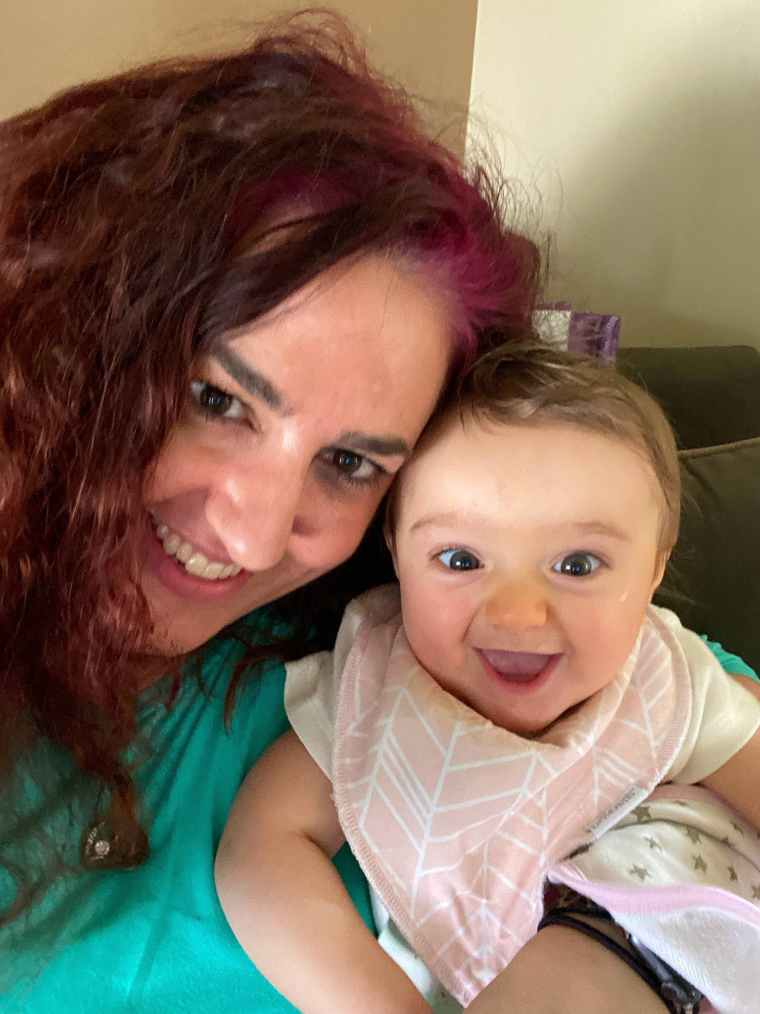 Mackenzie is registered to the contest to win money with this photo: baby, black_hair, cheek, chin, dress, eye, eyebrow, eyelash, face, forehead, gesture, happy, head, iris, joy, lip, mouth, nose, person, skin