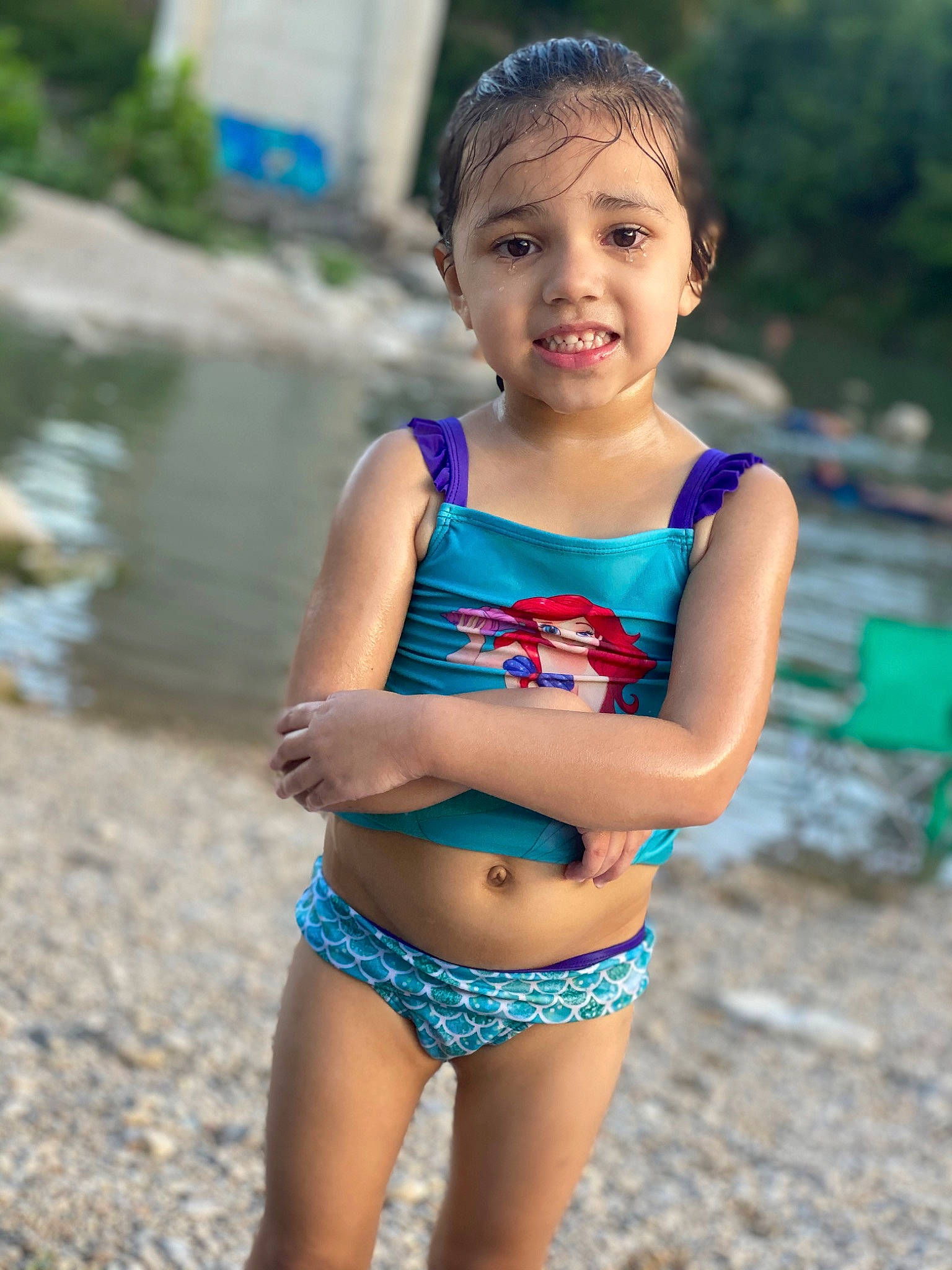 Adelina joined the competition — help win amazing prizes! chest, electric_blue, face, fun, happy, human_leg, joy, leg, leisure, navel, neck, person, skin, summer, swimsuit_top, swimwear, thigh, toddler, trunk, undergarment