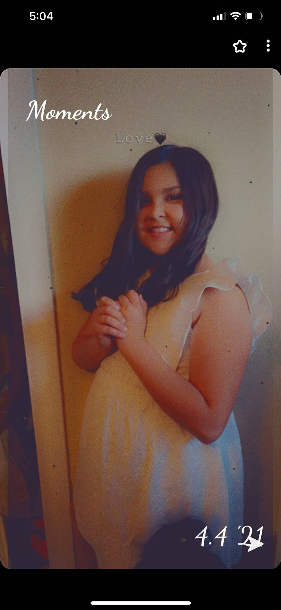 Emmy is registered to the contest to win money with this photo: arm, black_hair, dress, elbow, eye, eyebrow, eyelash, face, flash_photography, gesture, happy, human_body, iris, joy, long_hair, neck, person, shoulder, smile, thigh