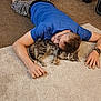 Lemmiwinks joined the competition — help win amazing prizes! affection, blue_shirt, bookshelf, carpet, casual_clothing, cat, cuddling, floor, glasses, home, indoor, man, person, pet, plant, relaxed, resting, shorts, tabby_cat, watch