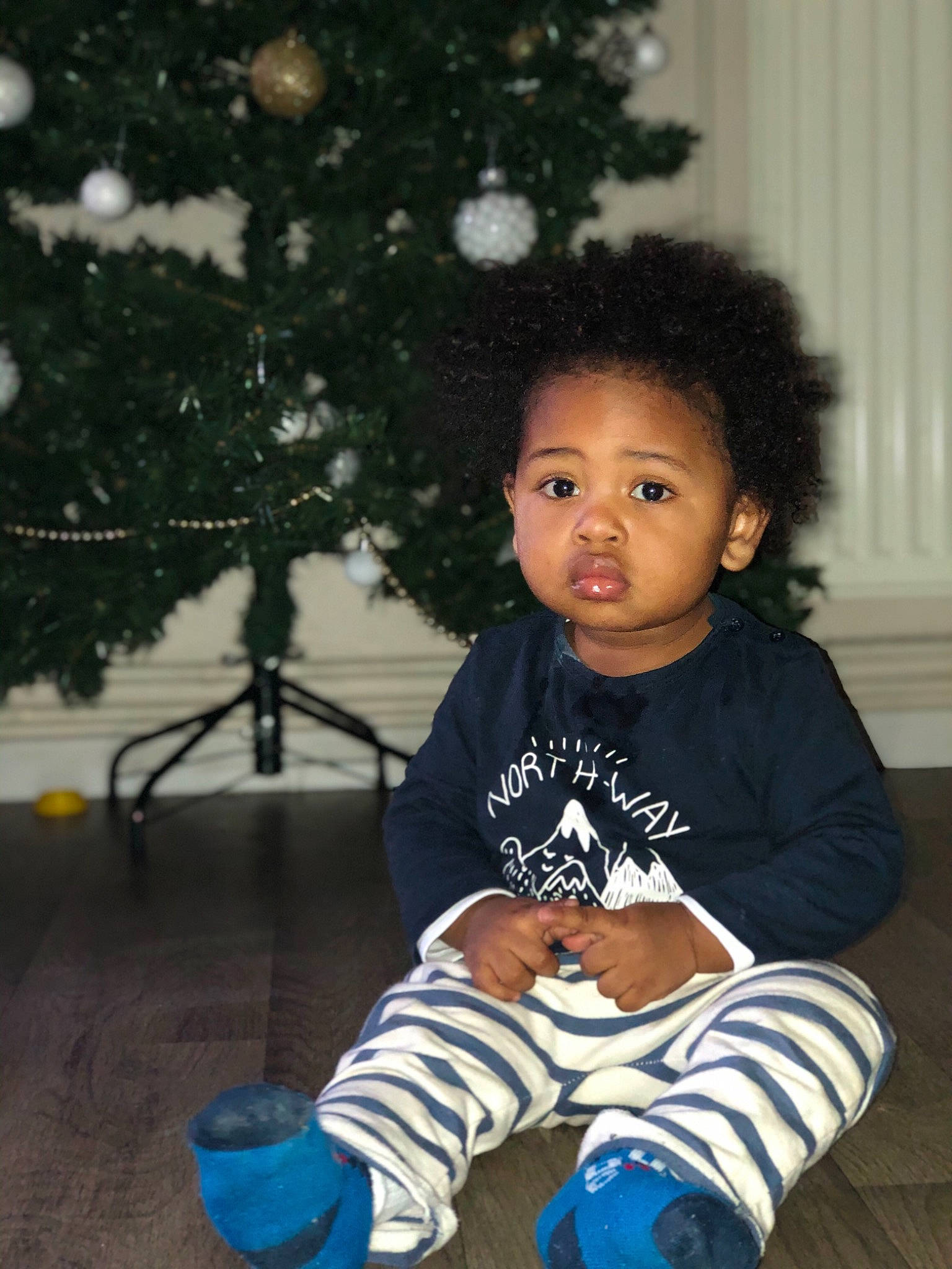 Djay participe au concours pour gagner de l'argent avec cette photo : baby_toddler_clothing, cheek, ear, electric_blue, knee, mouth, nose, person, sock, toddler, tree, walking_shoe