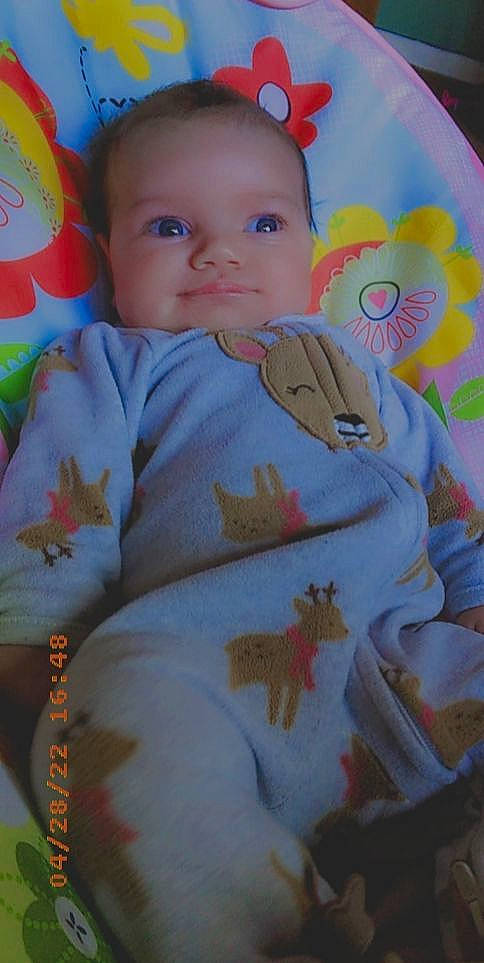 Everlee joined the competition — help win amazing prizes! arm, baby, baby_toddler_clothing, cheek, chin, eye, face, facial_expression, finger, happy, head, iris, nose, organ, person, skin, sleeve, smile, t_shirt, textile