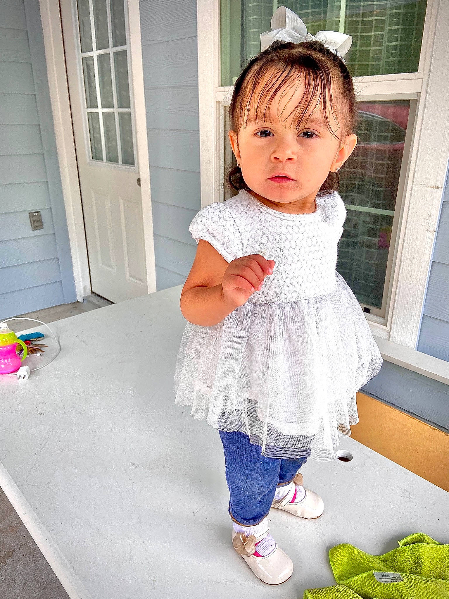Kambry joined the competition — help win amazing prizes! baby, baby_toddler_clothing, child, clothing, day_dress, door, dress, electric_blue, flooring, happy, home_door, human_leg, knee, pattern, person, pink, sleeve, toddler, waist, window