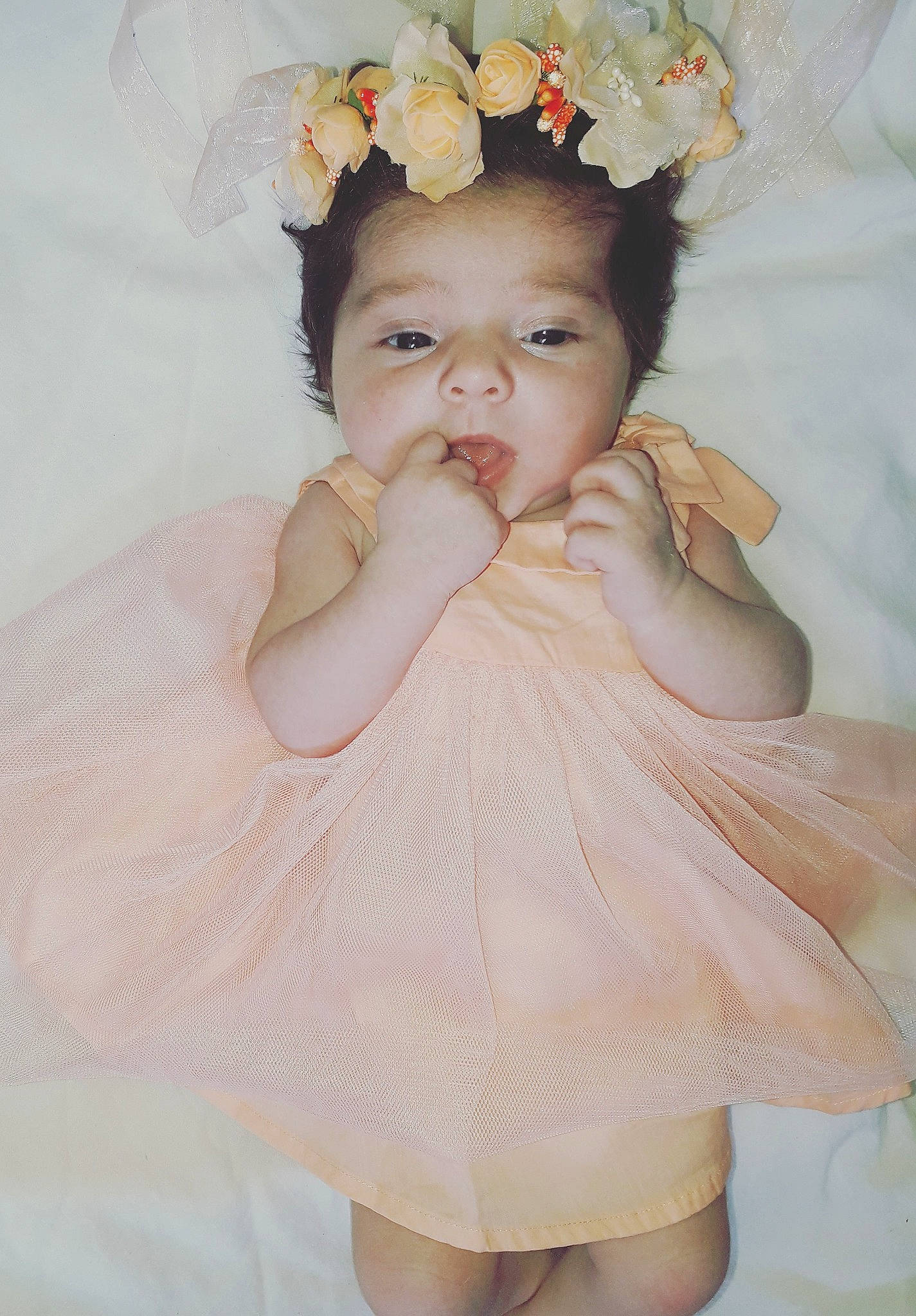 Sofia a rejoint le concours — aidez-le/la à gagner de superbes lots ! baby, cheek, child, face, fashion_accessory, hair_accessory, headband, headgear, headpiece, person, pink, skin, smile, toddler