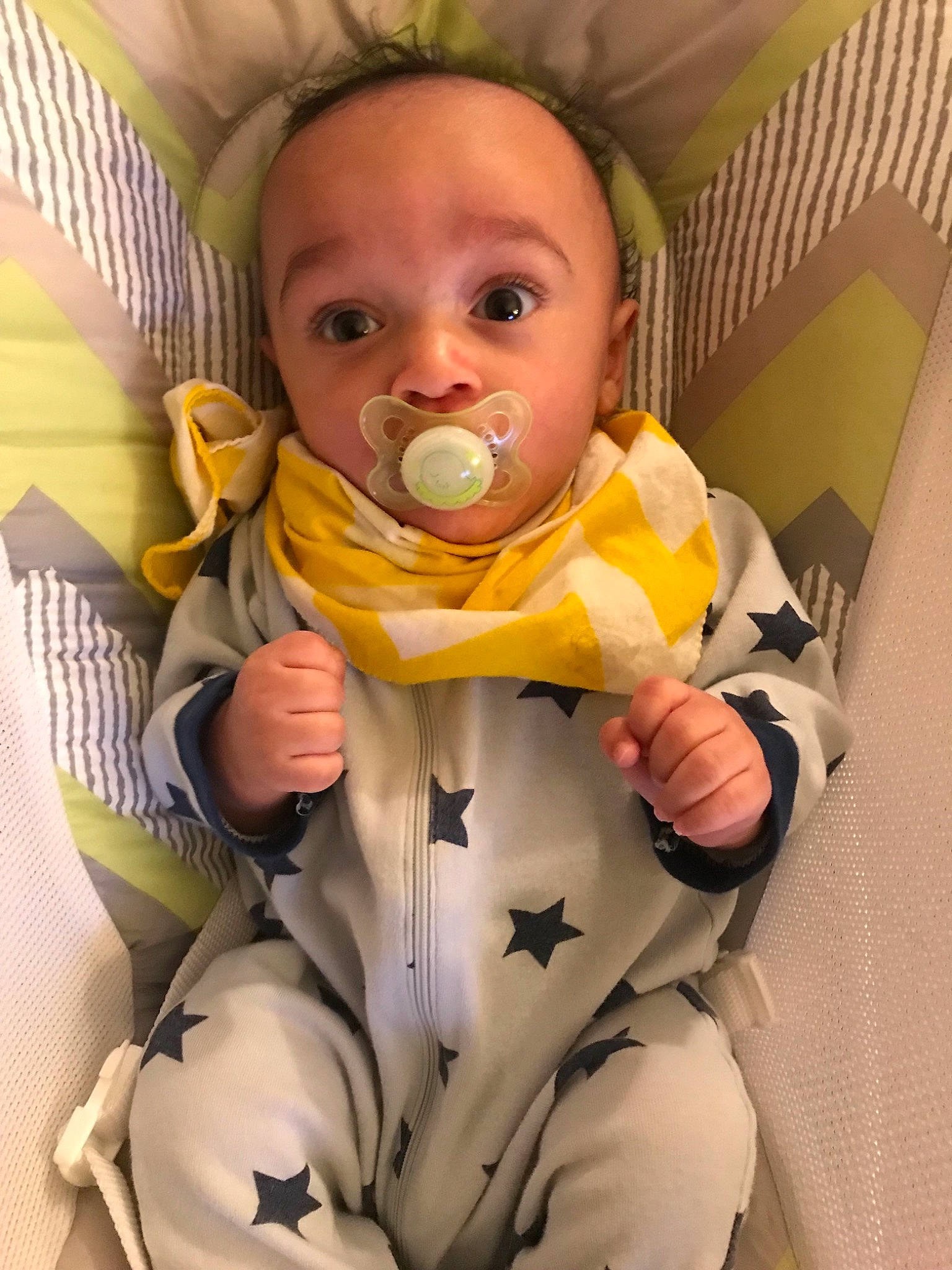 Elian is registered to the contest to win money with this photo: baby, baby_products, cheek, child, head, mouth, person, product, textile, toddler, yellow
