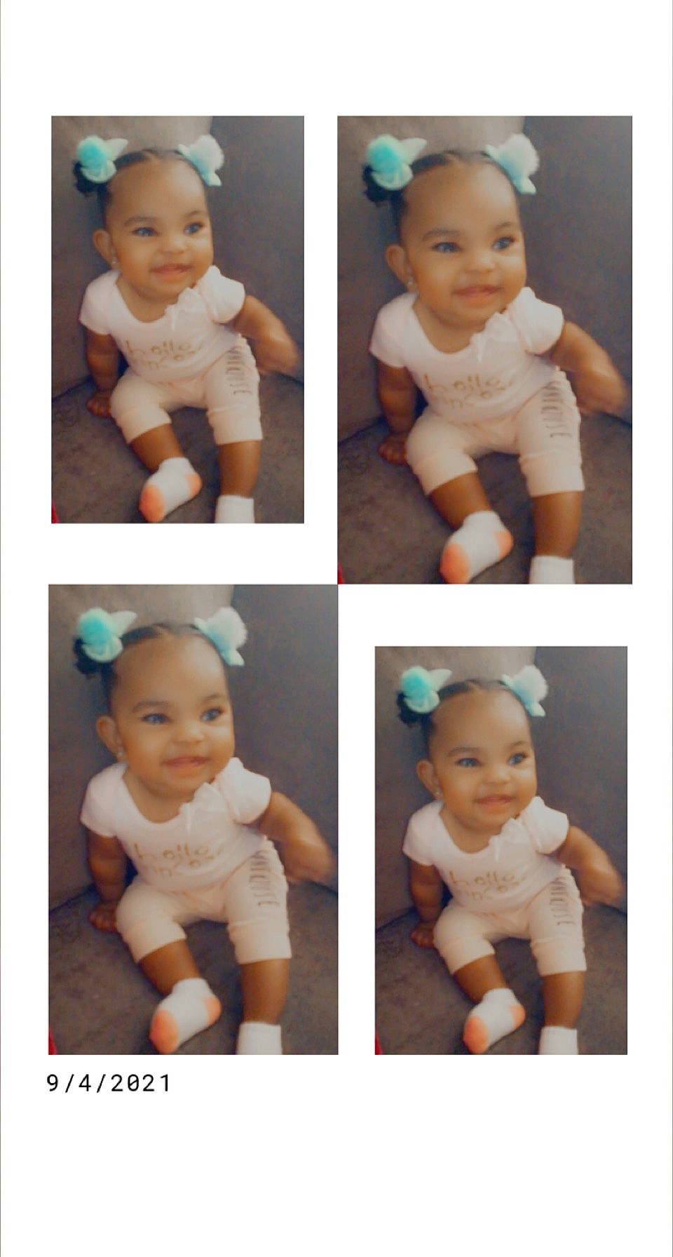 Justyce is registered to the contest to win money with this photo: arm, baby, baby_toddler_clothing, blue, cheek, chin, eye, face, facial_expression, hand, head, human, joy, nose, organ, person, photograph, product, skin, sleeve