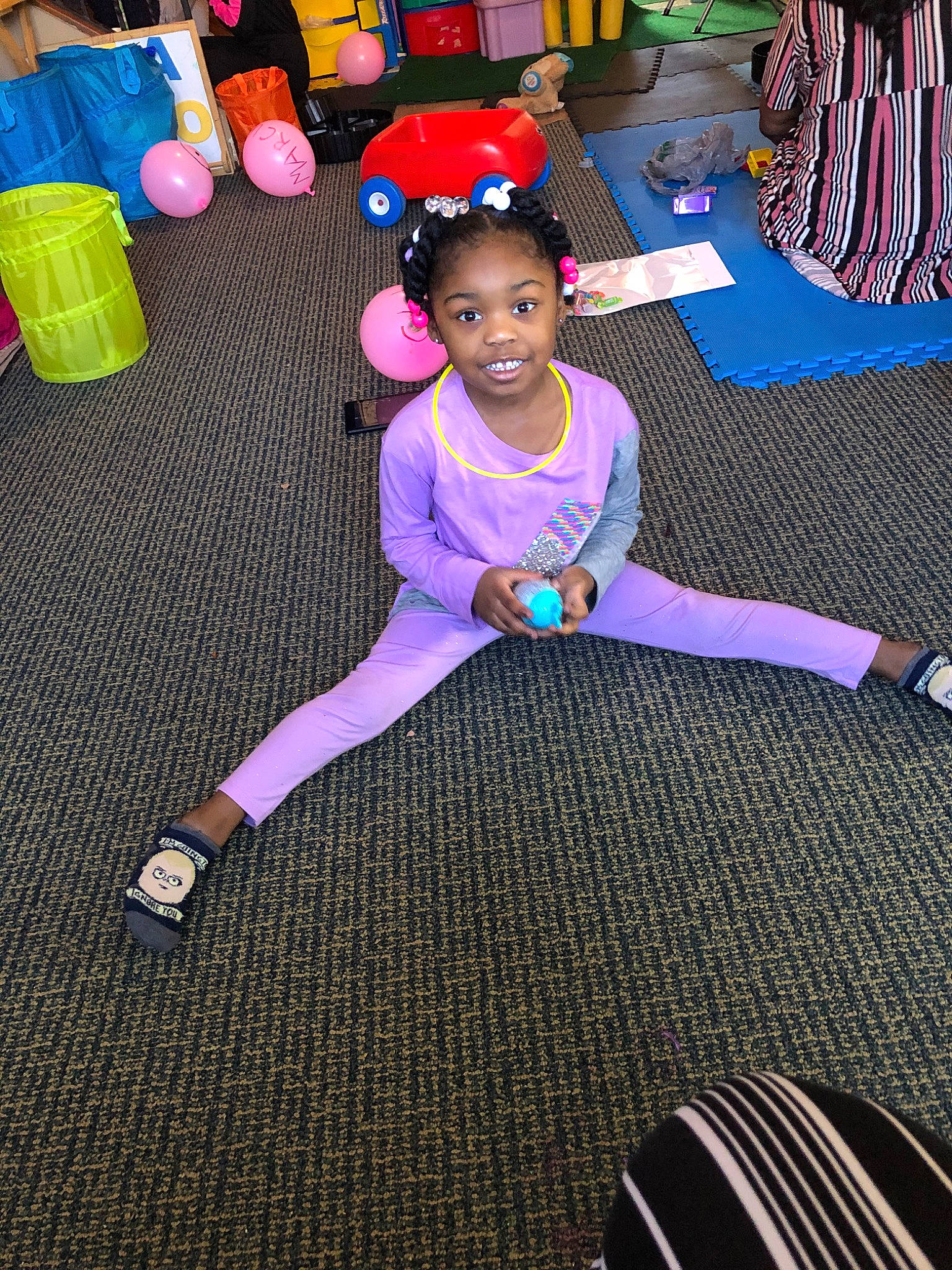 Mallorie is registered to the contest to win money with this photo: child, flooring, fun, joy, leisure, person, pink, play, purple, toddler, violet
