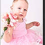 toddler, child, pink, flower, tutu, dress, portrait, cute, baby, soft, studio, smile, face, hand, innocence, fashion, light, background, happy, girl