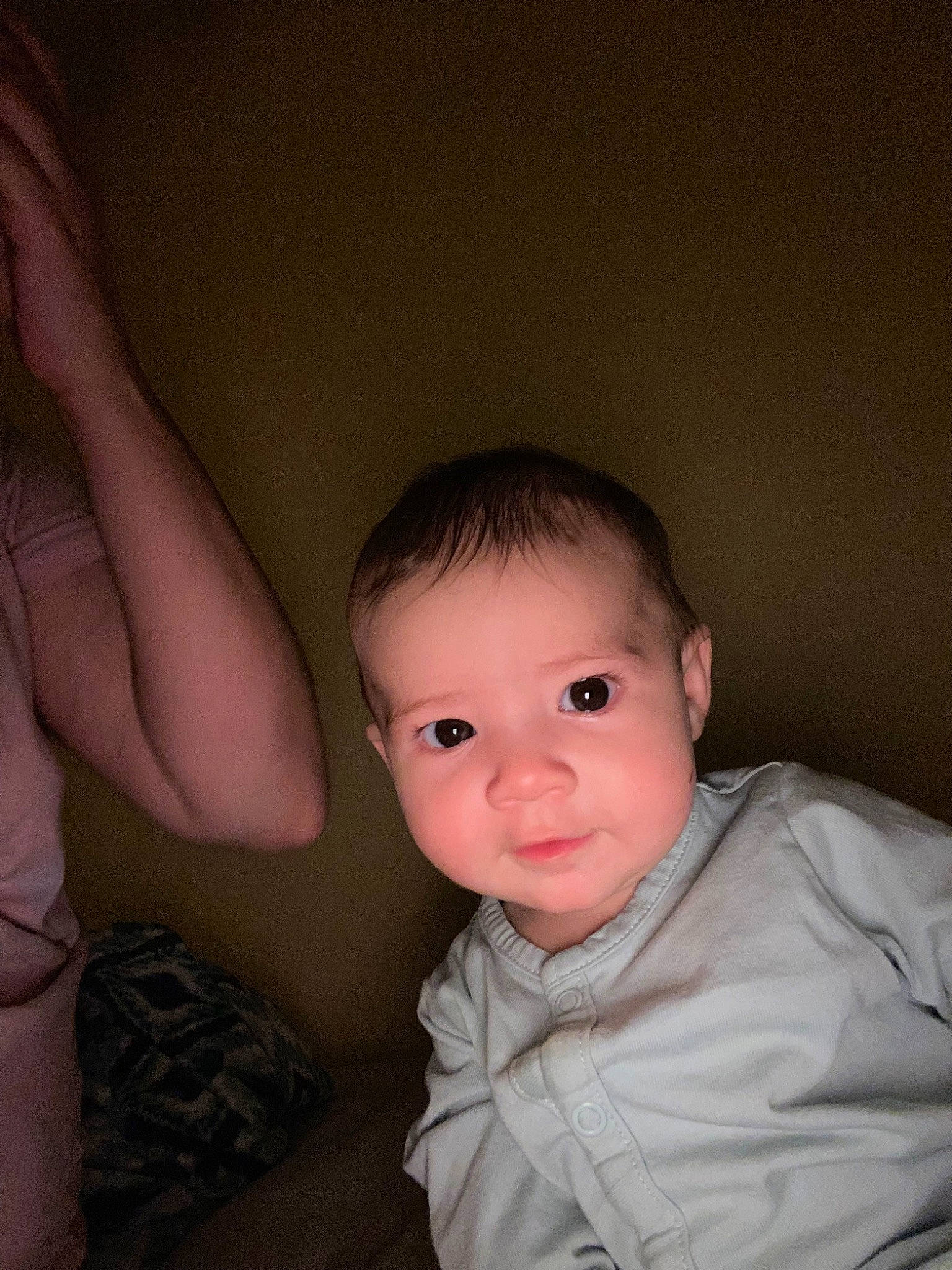 Cali is registered to the contest to win money with this photo: baby, cheek, chest, child, comfort, ear, eyebrow, eyelash, finger, flash_photography, fun, gesture, human_body, iris, mouth, neck, nose, person, skin, toddler