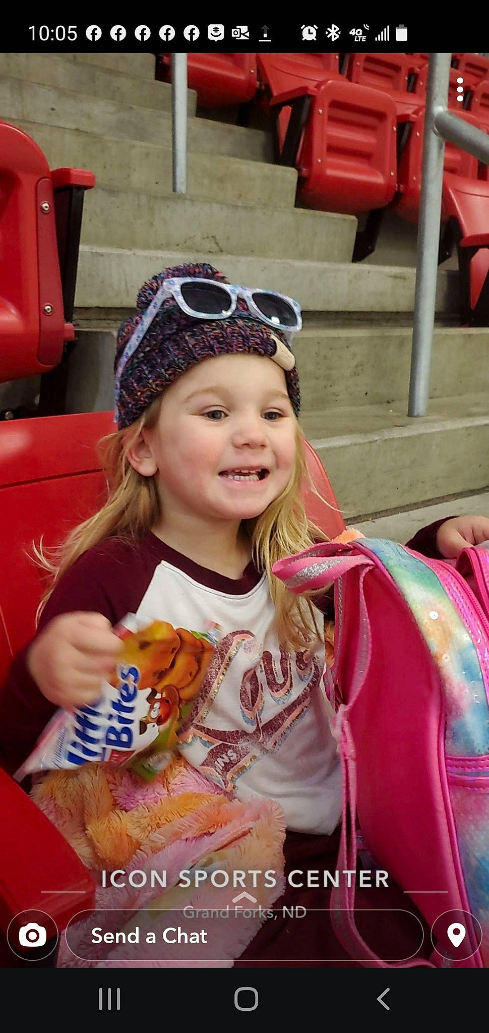 Madilynn is registered to the contest to win money with this photo: baseball_cap, cap, child, event, eyewear, fashion_accessory, fun, happy, headband, headwear, joy, leisure, magenta, person, personal_protective_equipment, pink, recreation, skin, smile, sunglasses